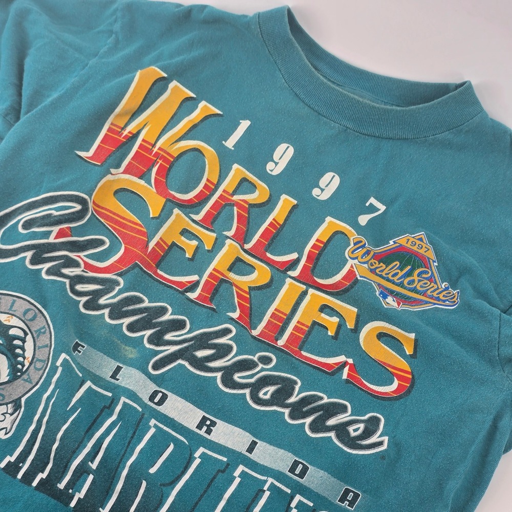MLB T-Shirt Men Medium Teal 1997 World Series Champions Florida Marlins Vintage
